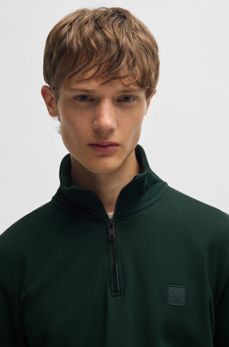 Hugo Boss Sudadera De Felpa De Algodón Con Cuello Con Cremallera Y Parche De Logo