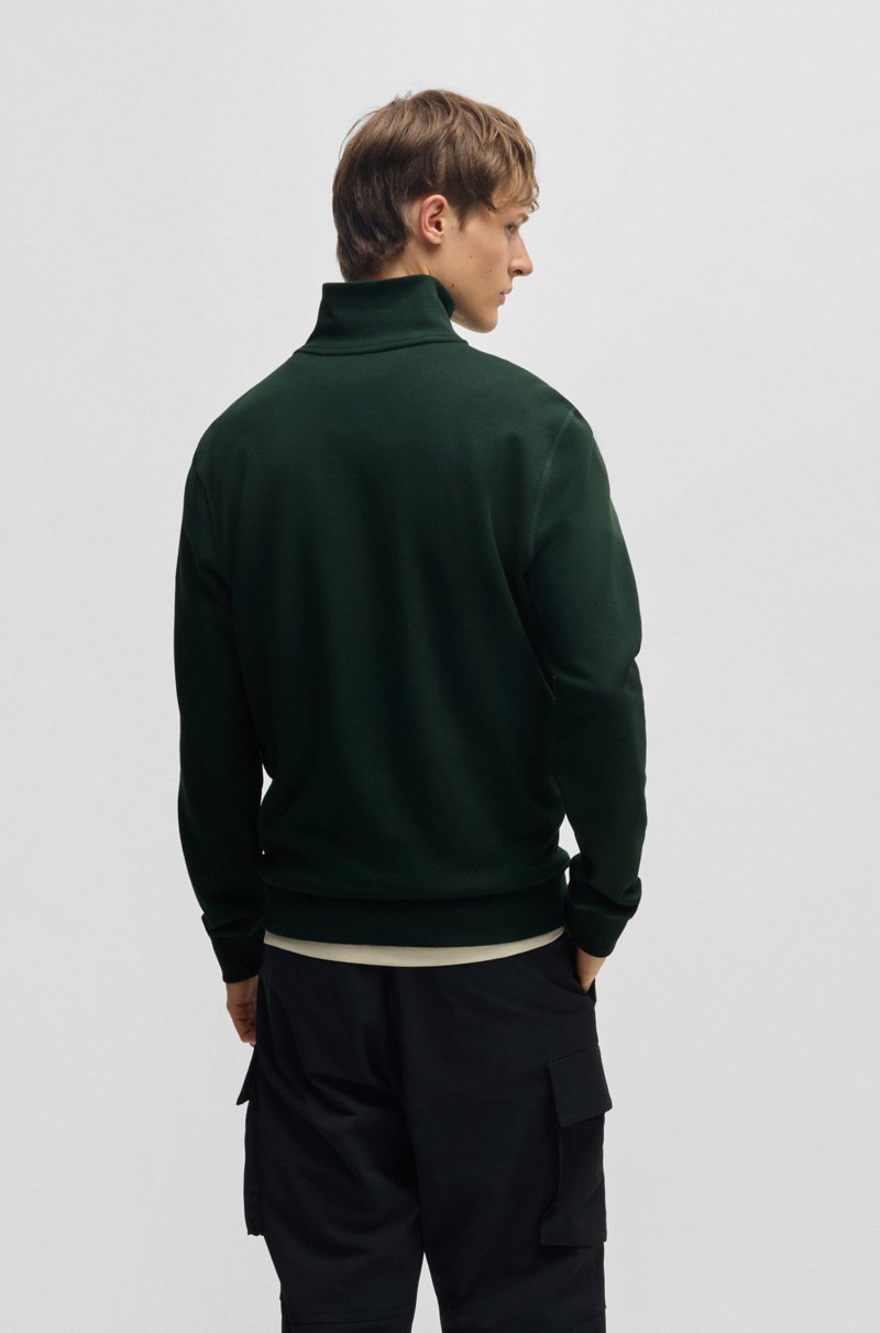 Hugo Boss Sudadera De Felpa De Algodón Con Cuello Con Cremallera Y Parche De Logo