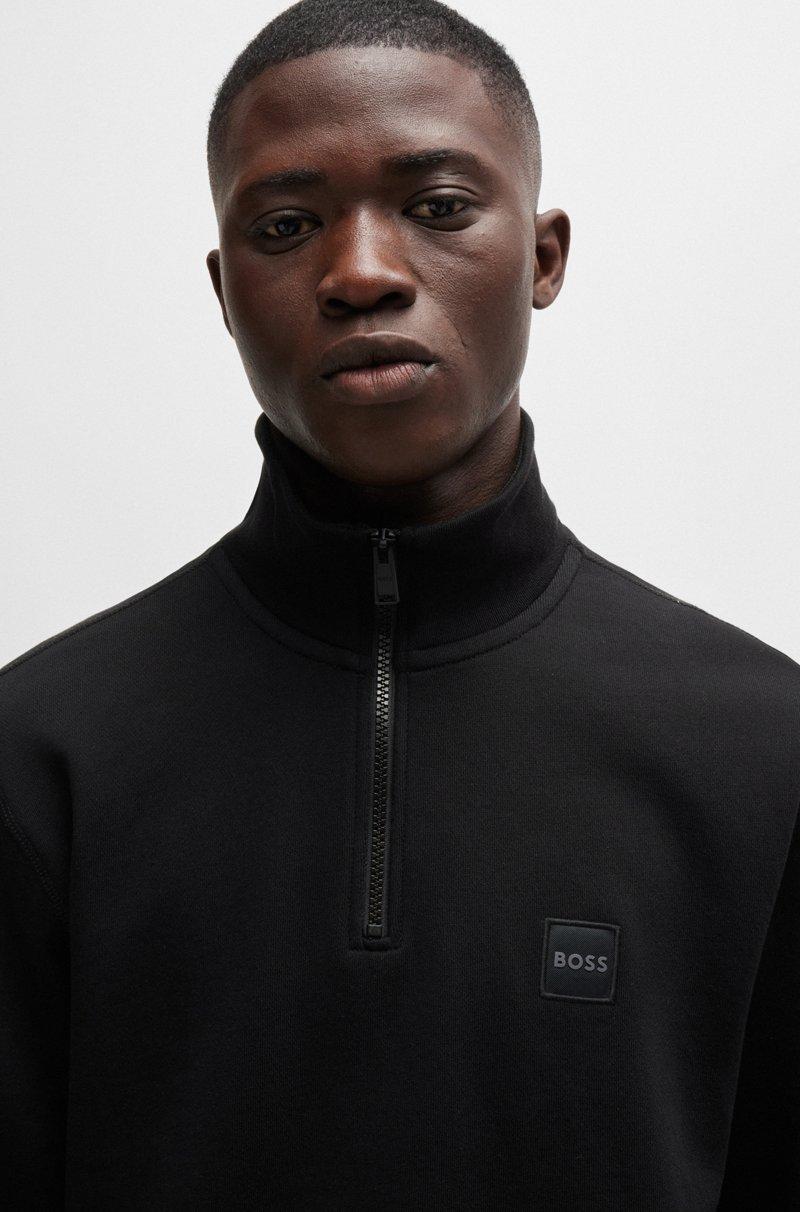 Hugo Boss Sudadera De Felpa De Algodón Con Cuello Con Cremallera Y Parche De Logo