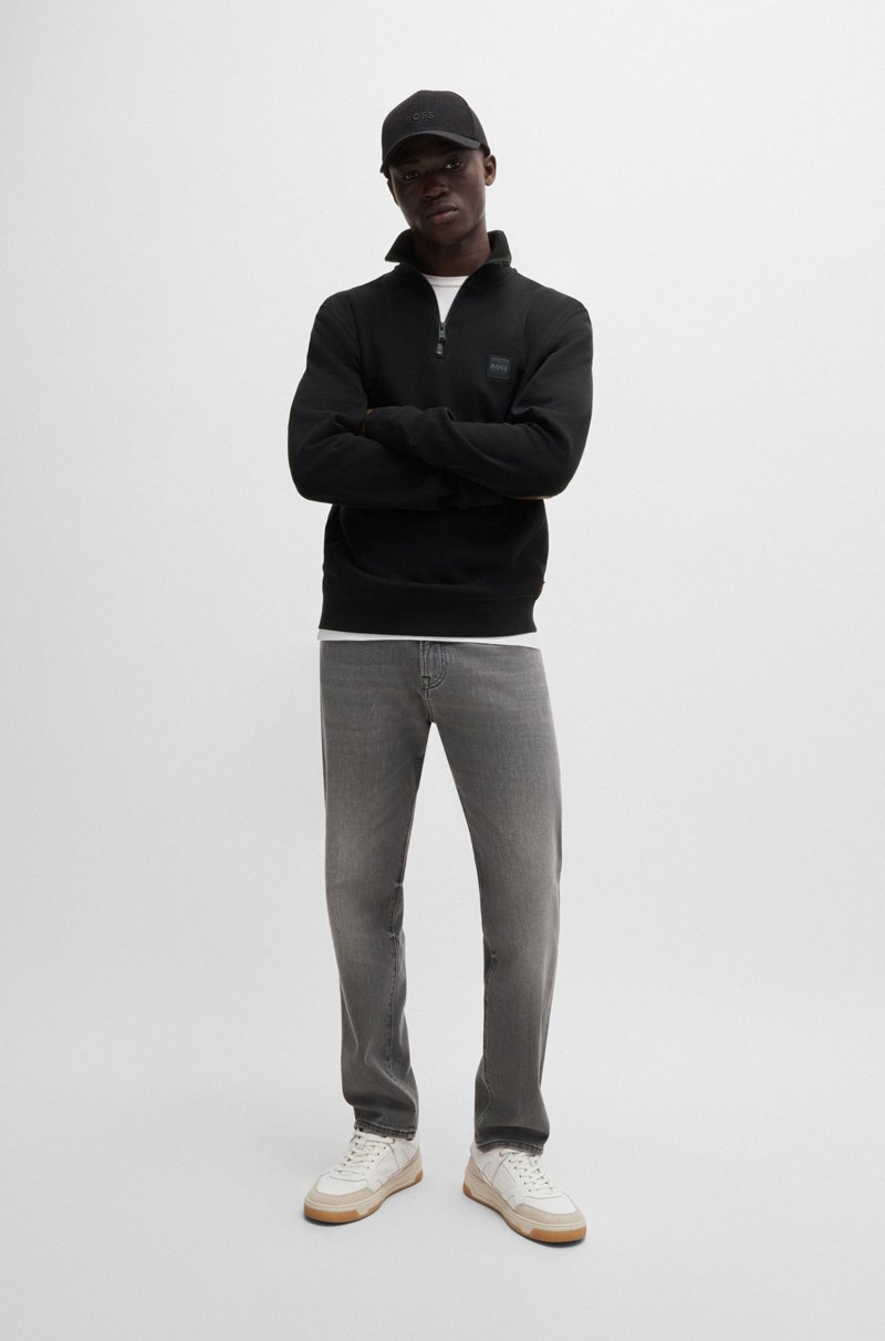 Hugo Boss Sudadera De Felpa De Algodón Con Cuello Con Cremallera Y Parche De Logo