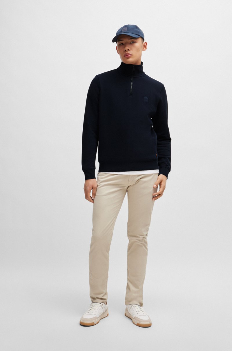 Hugo Boss Sudadera De Felpa De Algodón Con Cuello Con Cremallera Y Parche De Logo