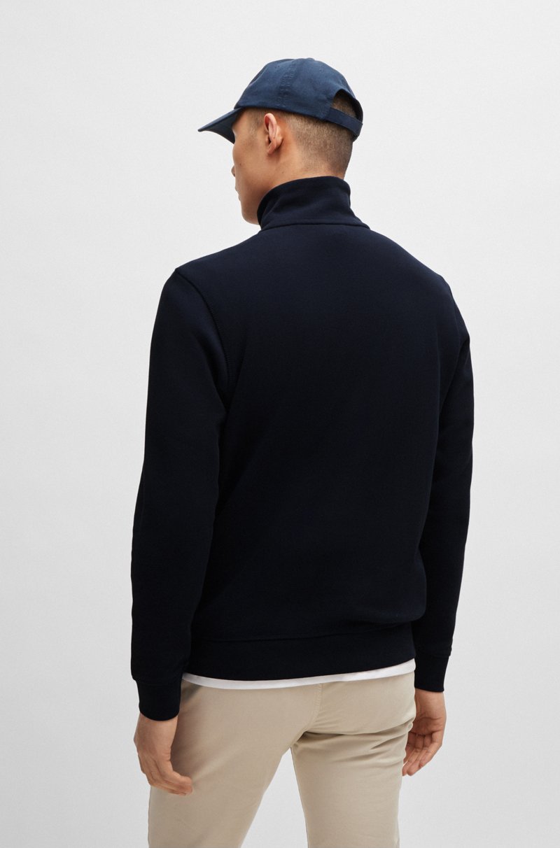 Hugo Boss Sudadera De Felpa De Algodón Con Cuello Con Cremallera Y Parche De Logo
