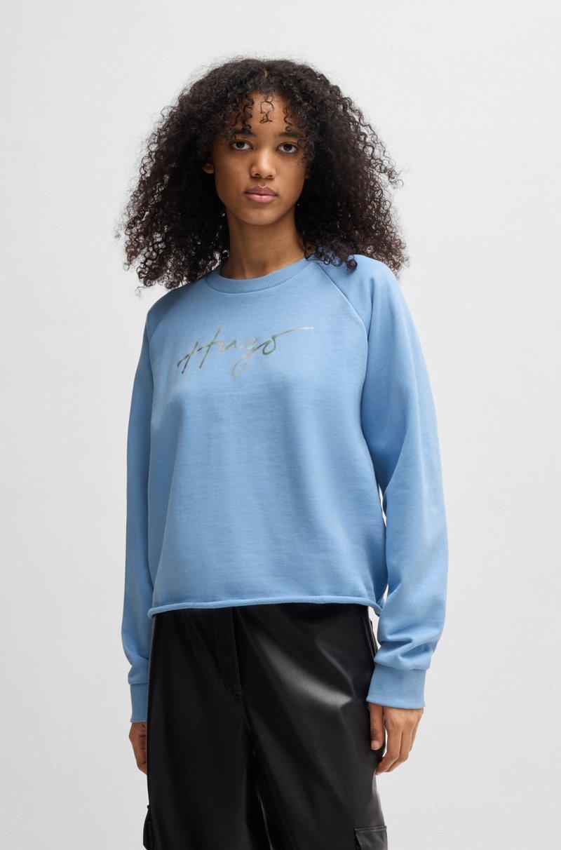Hugo Boss Sudadera de felpa de algodón con detalle de la marca estampado