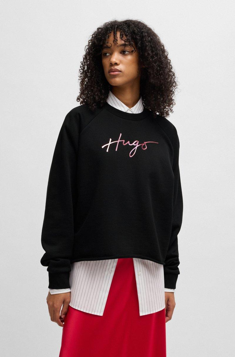 Hugo Boss Sudadera de felpa de algodón con detalle de la marca estampado
