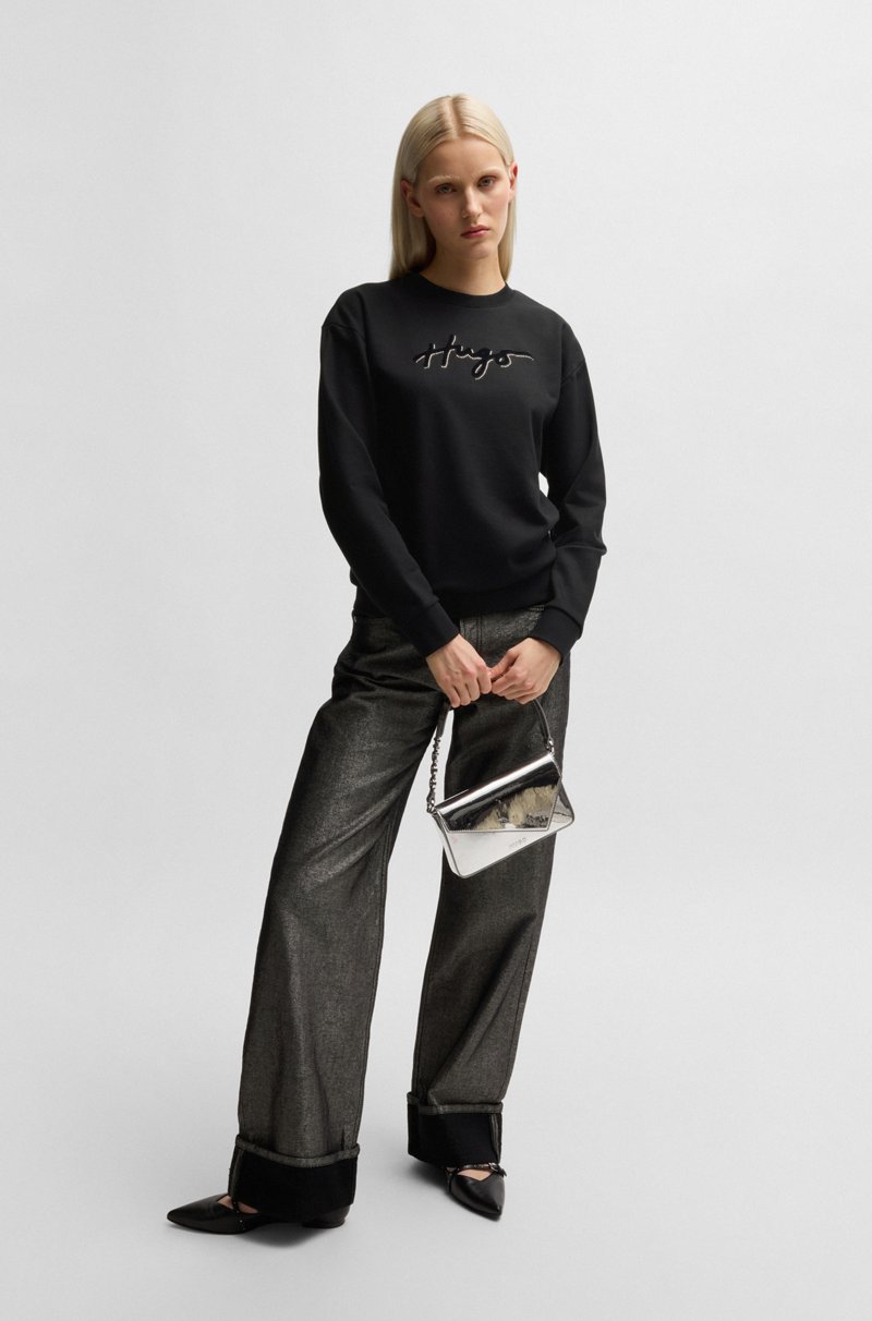 Hugo Boss Sudadera De Felpa De Algodón Con Estampado Flocado Y Estrás