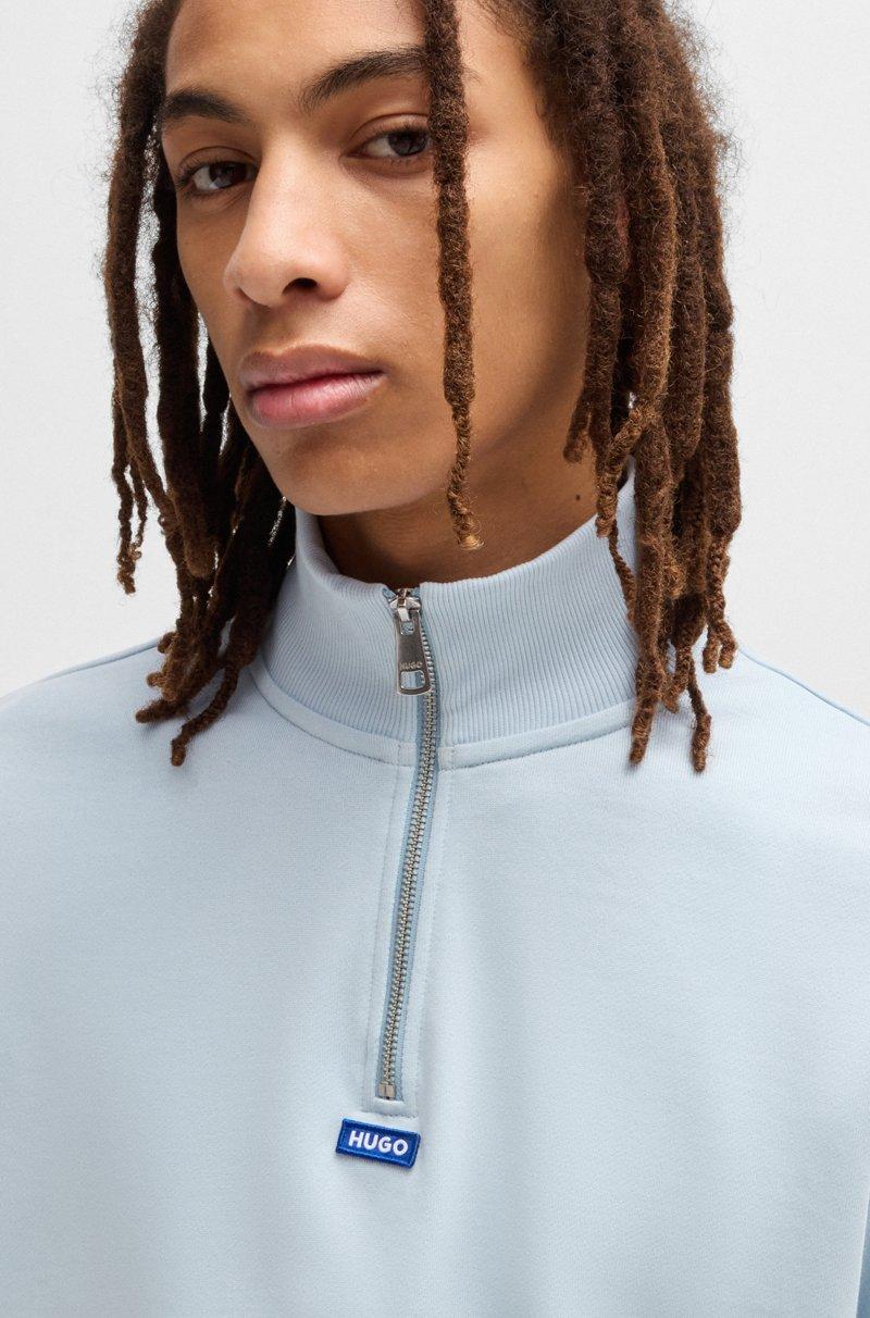 Hugo Boss Sudadera De Felpa De Algodón Con Etiqueta Con Logo Azul