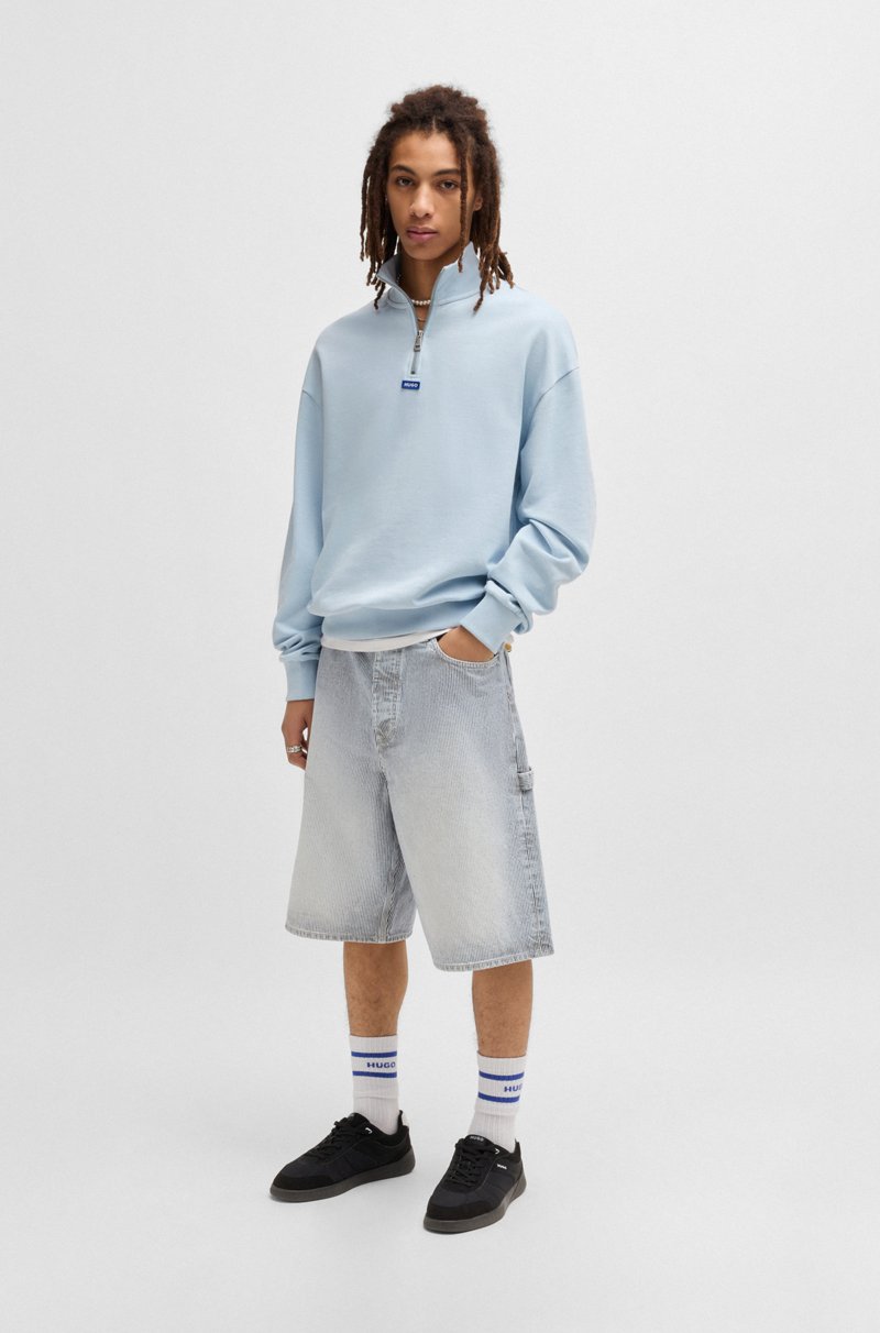 Hugo Boss Sudadera De Felpa De Algodón Con Etiqueta Con Logo Azul