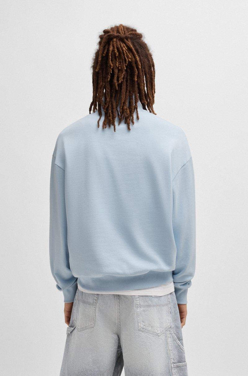 Hugo Boss Sudadera De Felpa De Algodón Con Etiqueta Con Logo Azul