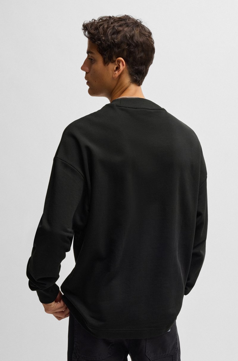 Hugo Boss Sudadera De Felpa De Algodón Con Etiqueta Con Logo Azul