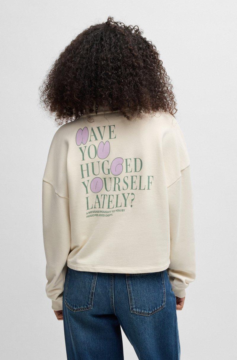 Hugo Boss Sudadera de felpa de algodón con gráficos de logo de temporada