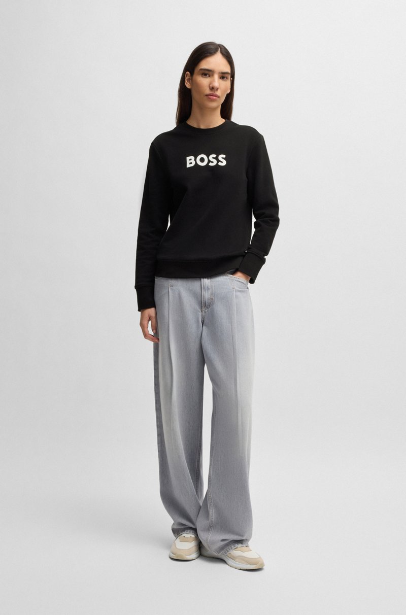 Hugo Boss Sudadera De Felpa De Algodón Con Logo En Contraste