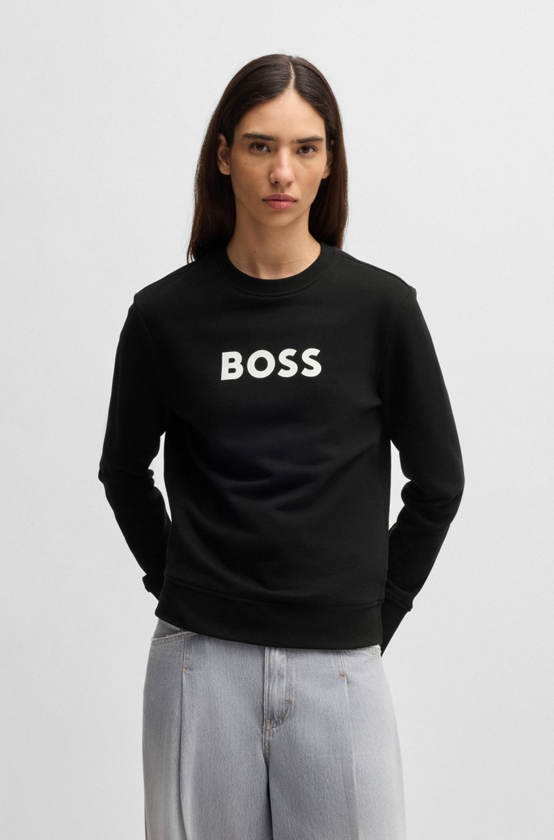 Hugo Boss Sudadera de felpa de algodón con logo en contraste