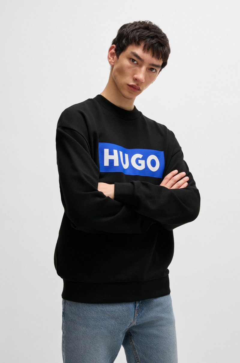 Hugo Boss Sudadera de felpa de algodón con logo estampado
