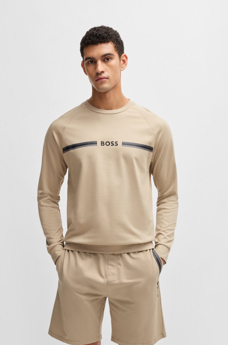 Hugo Boss Sudadera de felpa de algodón con logo estampado