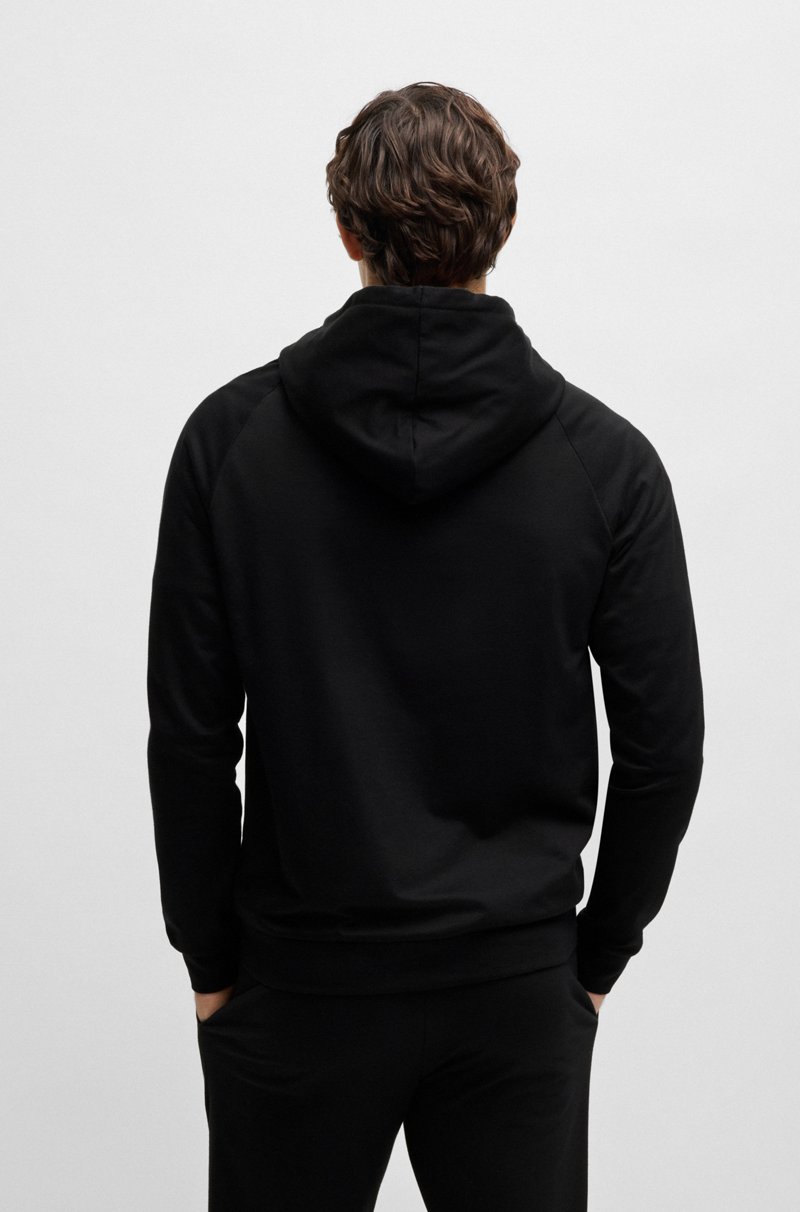 Hugo Boss Sudadera De Felpa De Rizo De Algodón Con Capucha Y Cremallera Con Estampado De Rayas