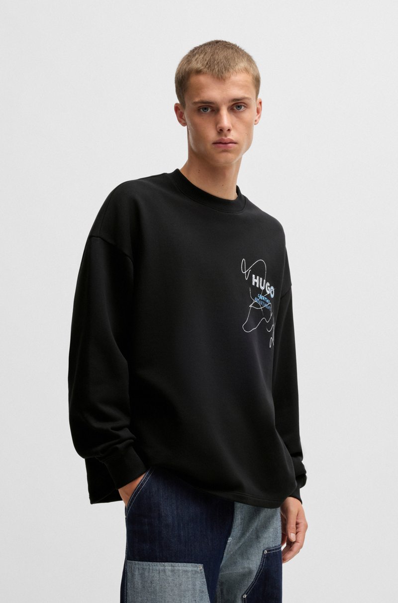 Hugo Boss Sudadera De Felpa De Rizo De Algodón Con Ilustración De Temporada