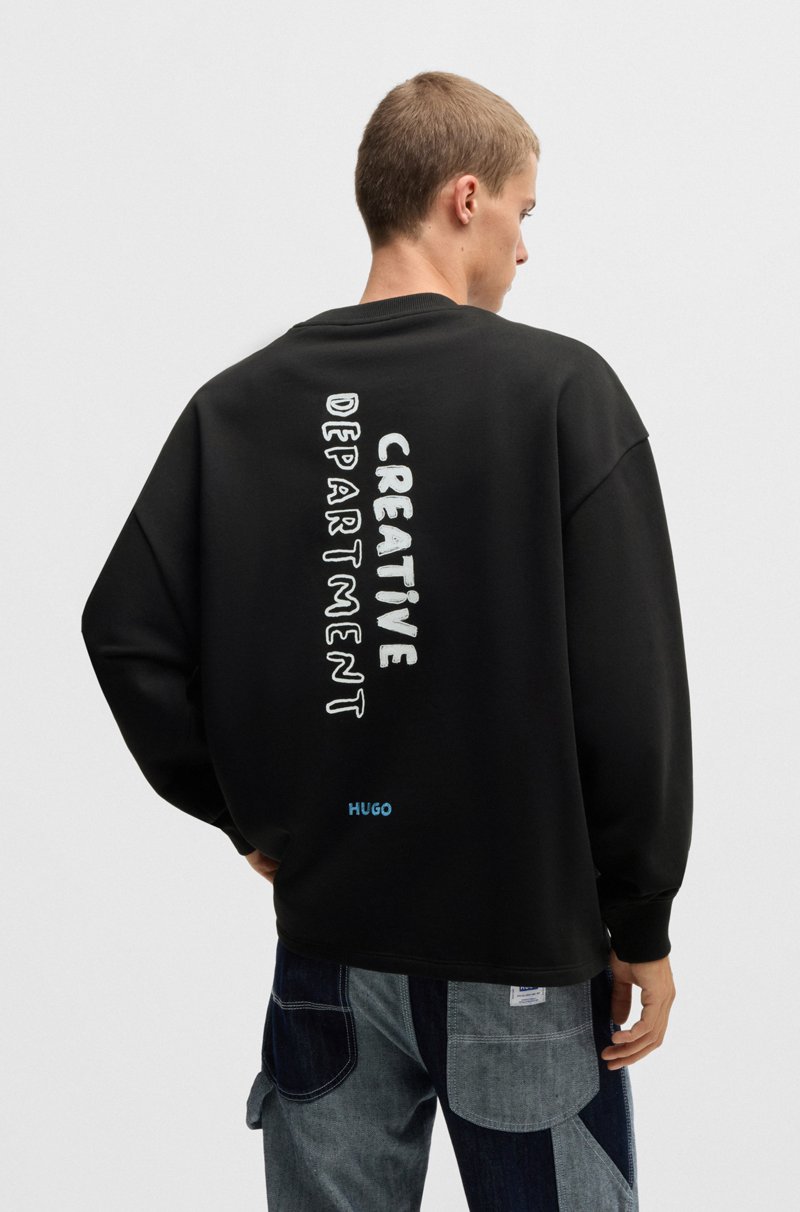 Hugo Boss Sudadera de felpa de rizo de algodón con ilustración de temporada