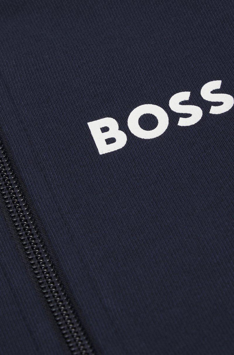Hugo Boss Sudadera De Forro Polar Para Niños Con Capucha Cremallera Y Logo Estampado