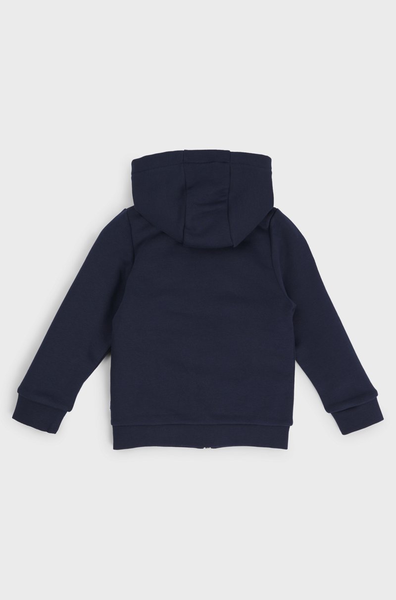 Hugo Boss Sudadera De Forro Polar Para Niños Con Capucha Cremallera Y Logo Estampado