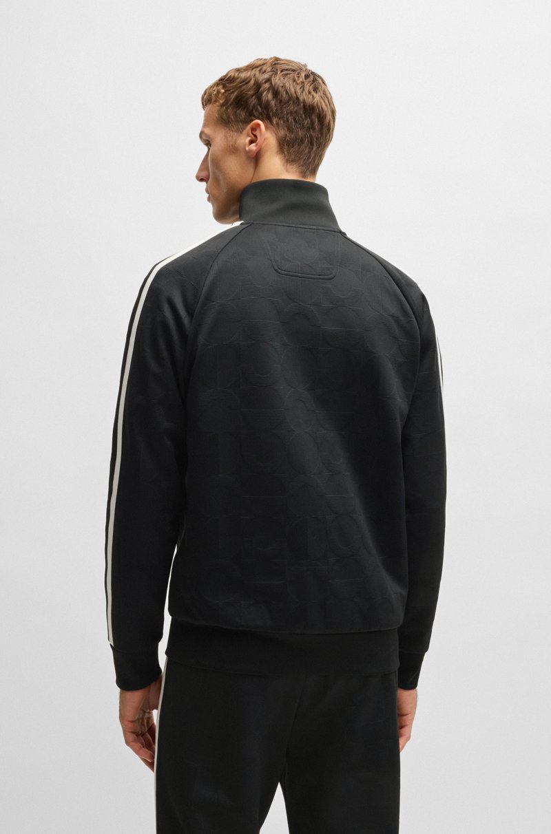Hugo Boss Sudadera De Jacquard Circular Con Cremallera Y Rayas Laterales