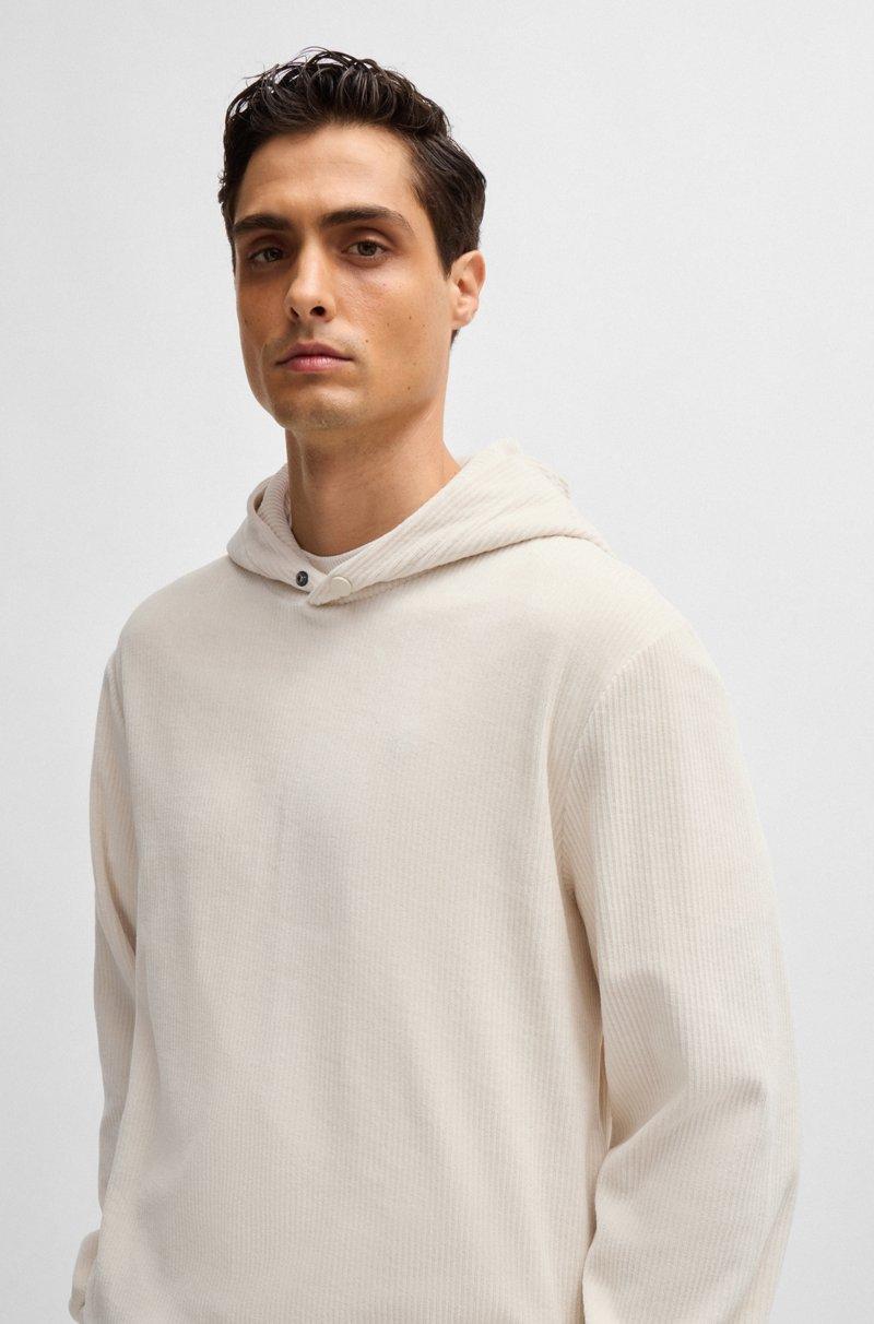 Hugo Boss Sudadera De Pana De Algodón Con Capucha Con Botón Automático