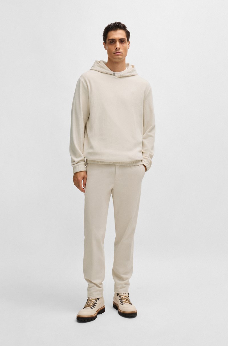 Hugo Boss Sudadera De Pana De Algodón Con Capucha Con Botón Automático