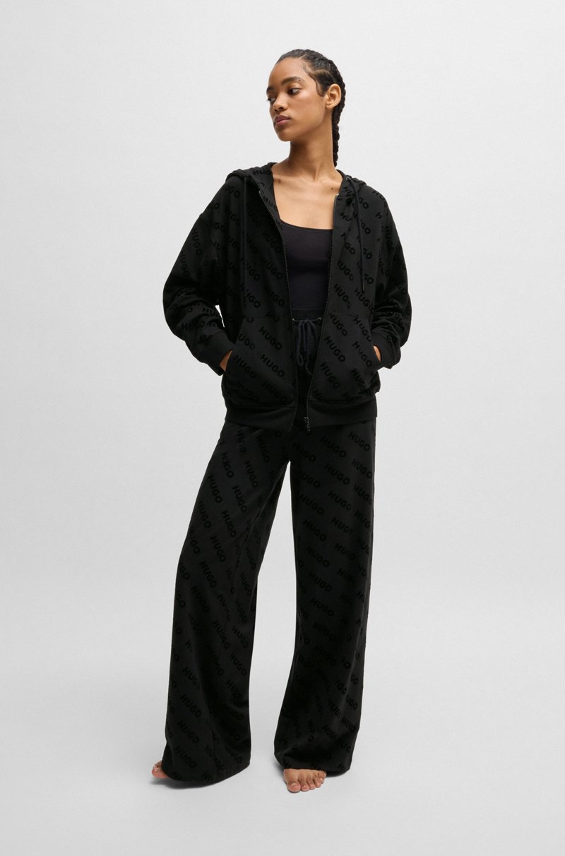 Hugo Boss Sudadera De Punto Con Capucha Cremallera Y Estampado De Logos En Flocado