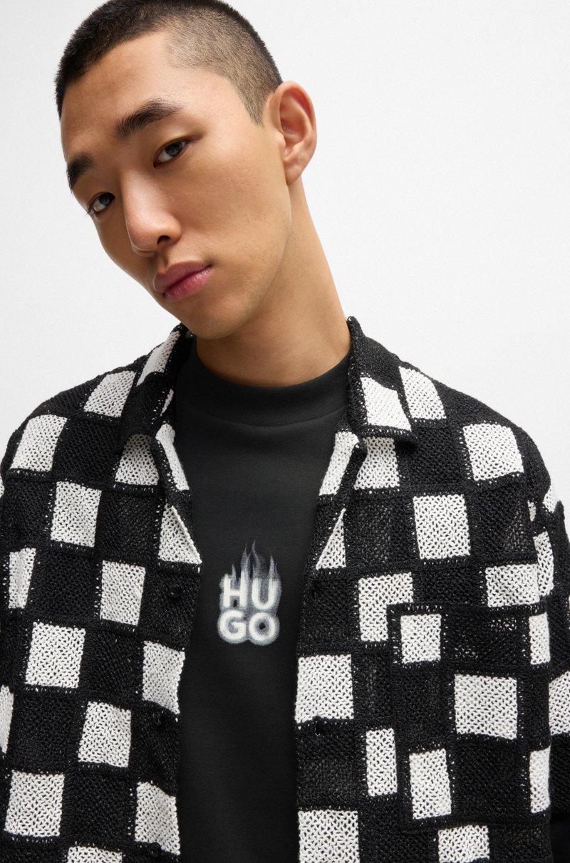 Hugo Boss Sudadera De Rizo De Algodón Con Estampado De Logos Apilados Ahumados