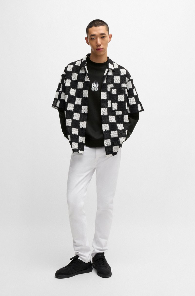 Hugo Boss Sudadera De Rizo De Algodón Con Estampado De Logos Apilados Ahumados