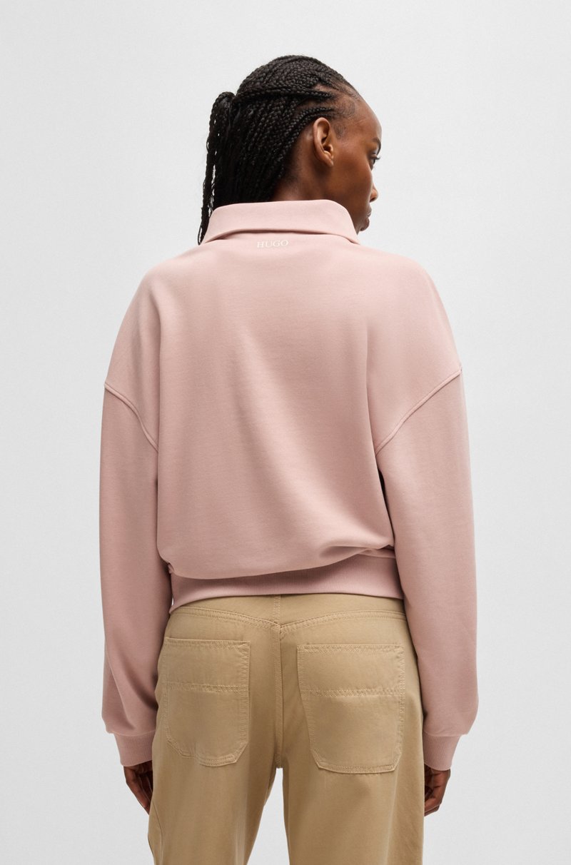 Hugo Boss Sudadera En Felpa De Algodón Con Eslogan Y Cremallera En El Cuello