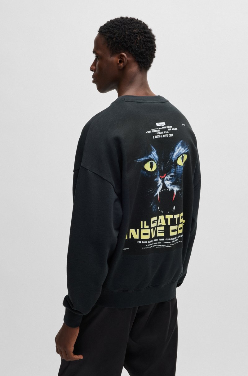 Hugo Boss Sudadera En Felpa De Algodón Flameado Con Estampado Gráfico De Gato