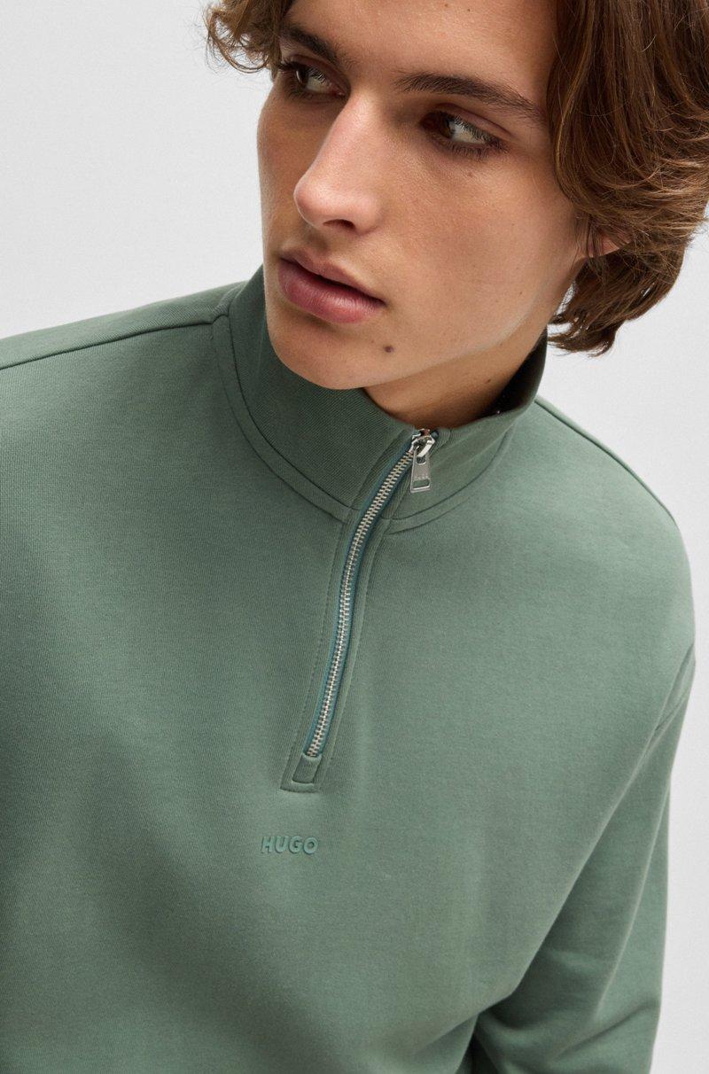 Hugo Boss Sudadera En Felpa De Rizo De Algodón Con Logo Estampado Y Cremallera En El Cuello