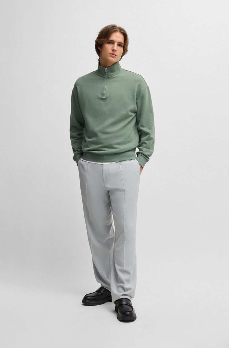 Hugo Boss Sudadera En Felpa De Rizo De Algodón Con Logo Estampado Y Cremallera En El Cuello