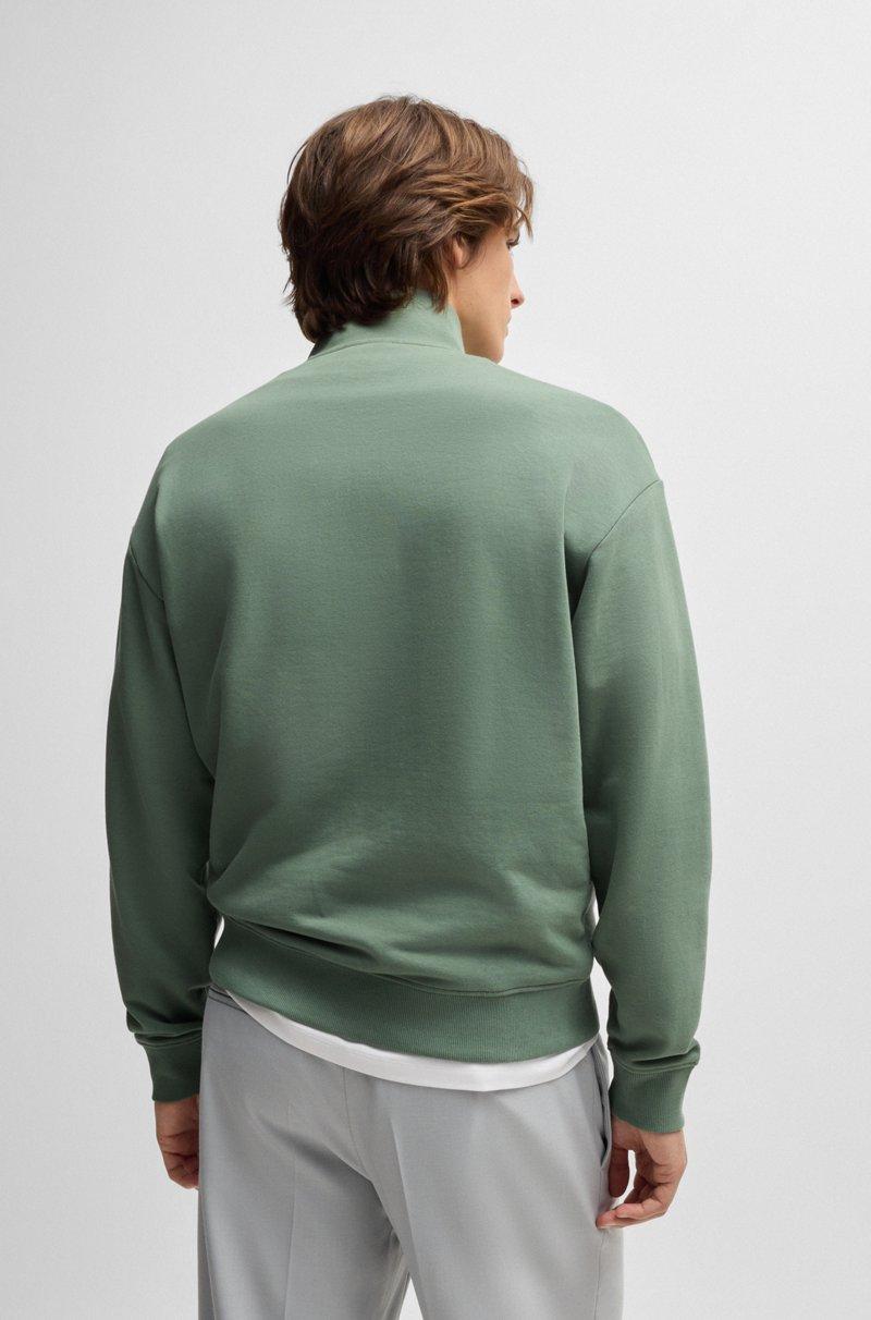 Hugo Boss Sudadera En Felpa De Rizo De Algodón Con Logo Estampado Y Cremallera En El Cuello