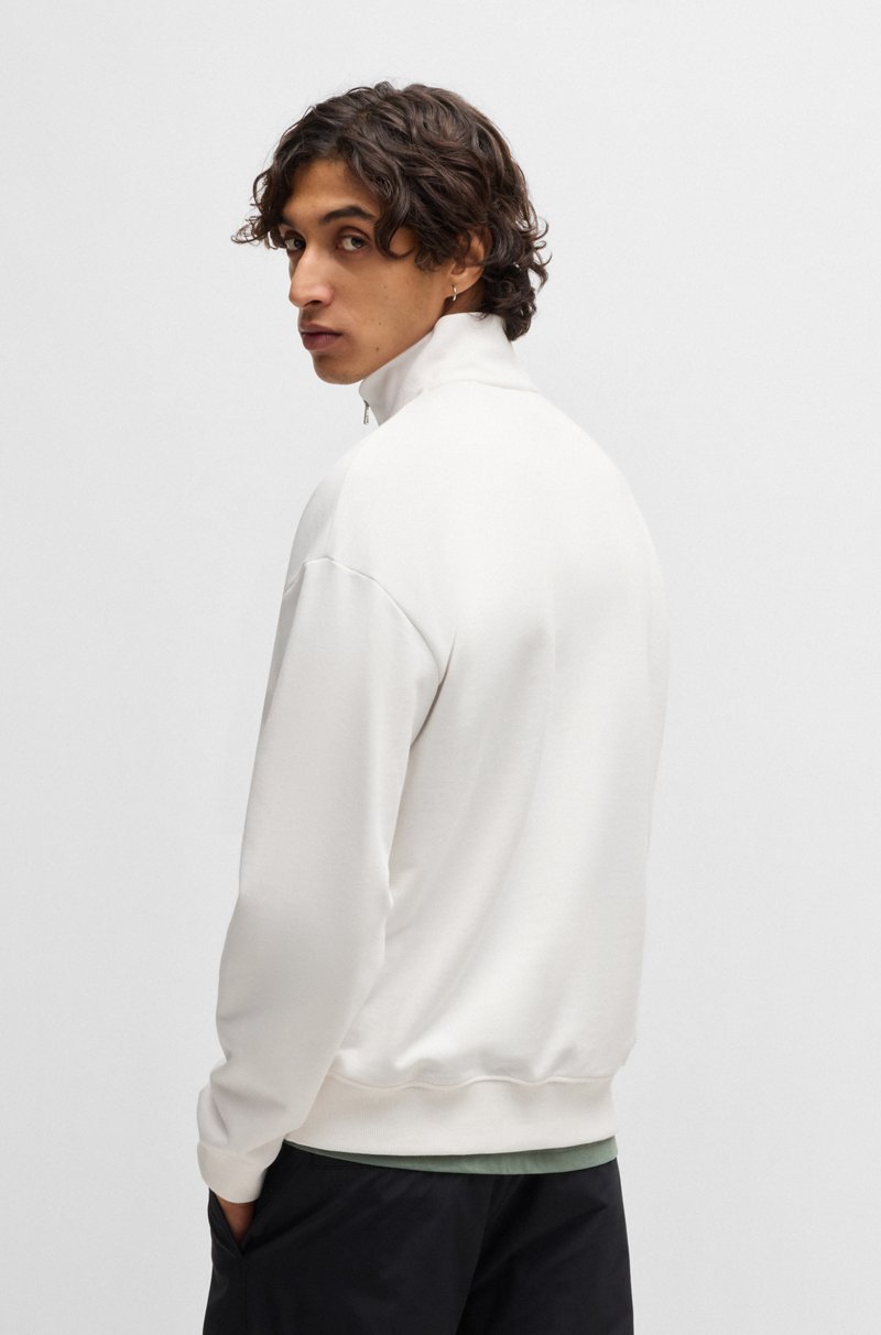 Hugo Boss Sudadera En Felpa De Rizo De Algodón Con Logo Estampado Y Cremallera En El Cuello