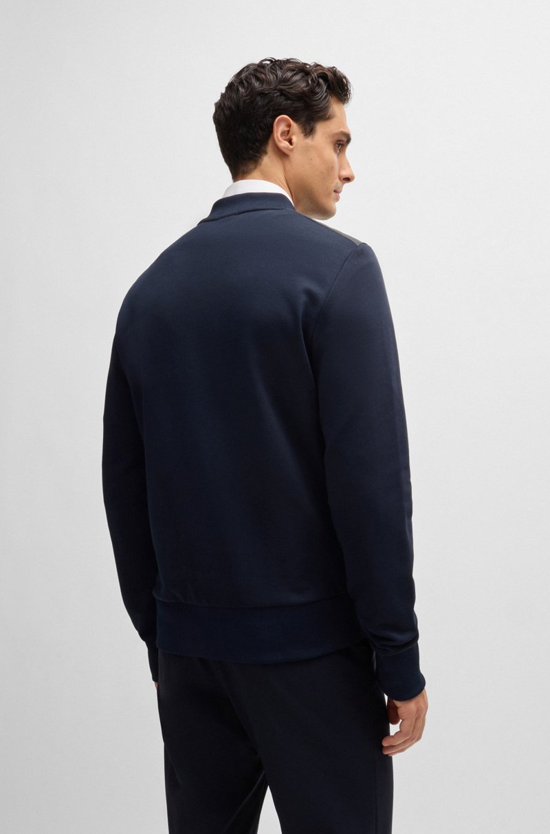 Hugo Boss Sudadera Híbrida Con Cremallera En Rizo De Algodón