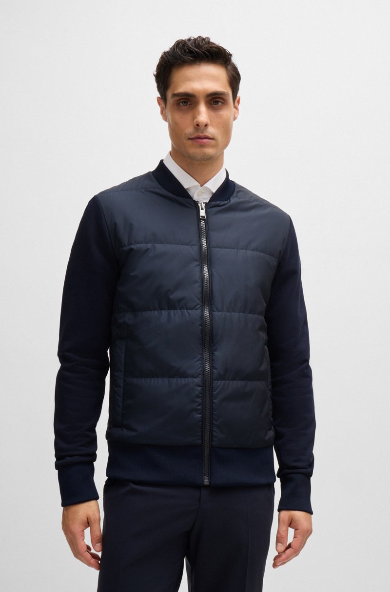 Hugo Boss Sudadera híbrida con cremallera en rizo de algodón