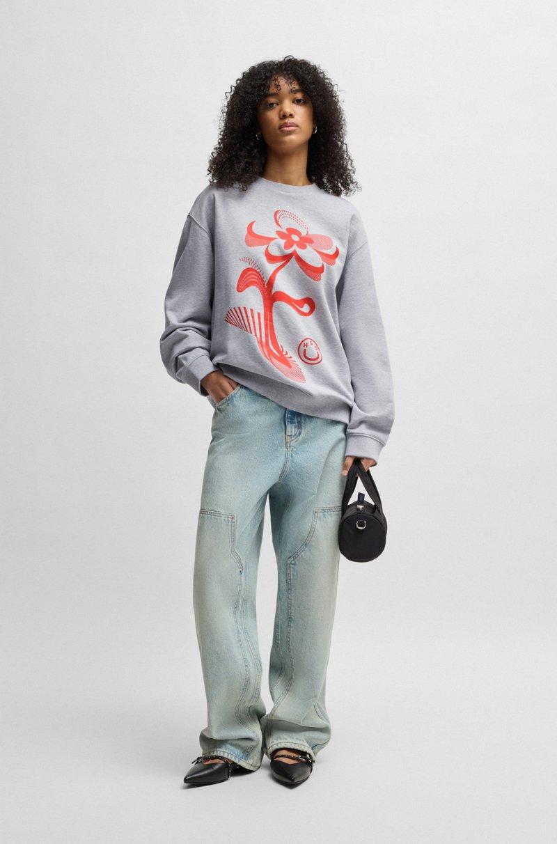 Hugo Boss Sudadera Oversize Fit De Felpa De Algodón Con Estampado Gráfico