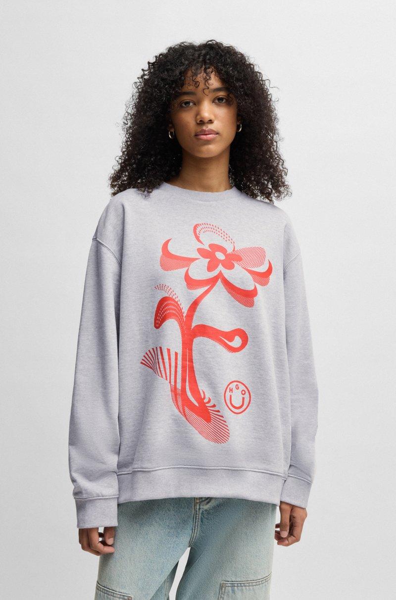 Hugo Boss Sudadera oversize fit de felpa de algodón con estampado gráfico