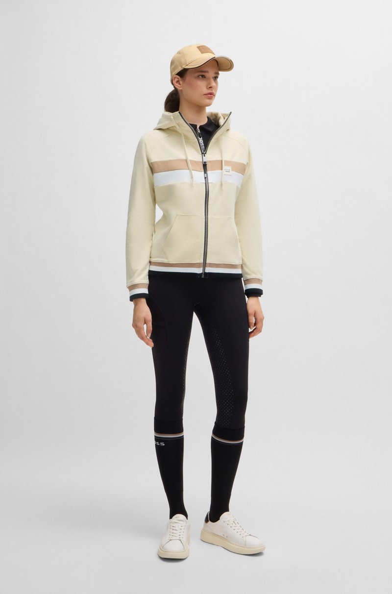 Hugo Boss Sudadera Para Equitación En Algodón Elástico Italiano Con Capucha Y Cremallera