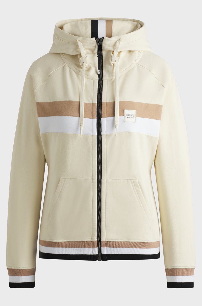 Hugo Boss Sudadera Para Equitación En Algodón Elástico Italiano Con Capucha Y Cremallera