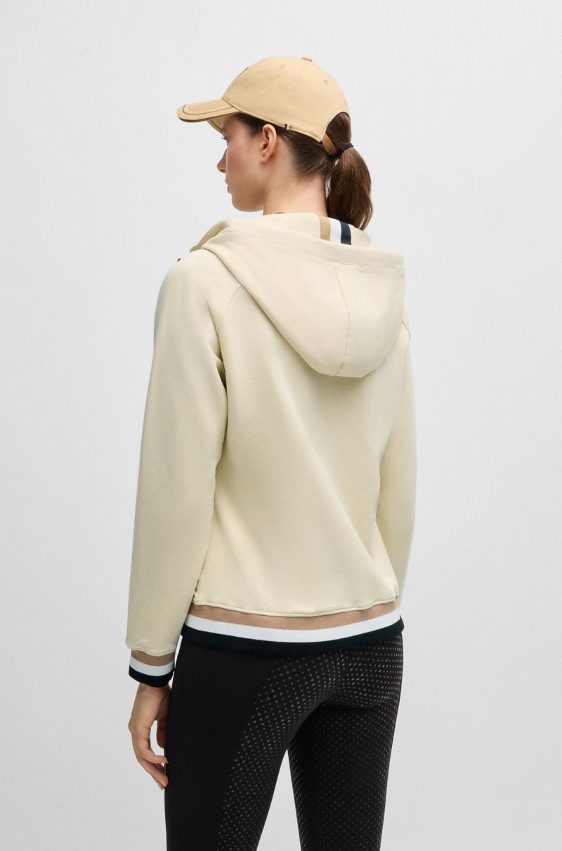 Hugo Boss Sudadera Para Equitación En Algodón Elástico Italiano Con Capucha Y Cremallera