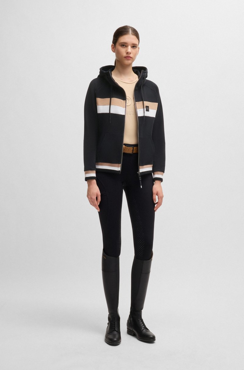 Hugo Boss Sudadera Para Equitación En Algodón Elástico Italiano Con Capucha Y Cremallera