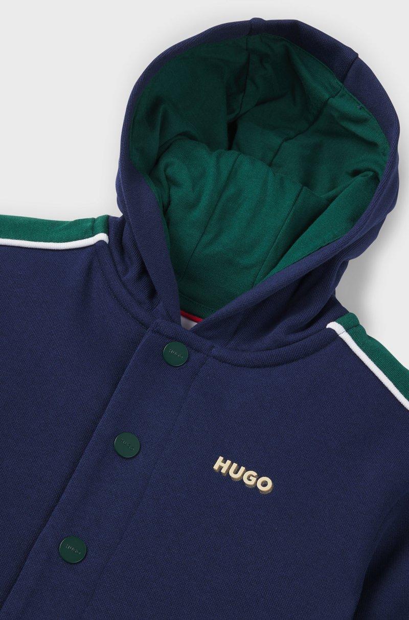 Hugo Boss Sudadera Para Niños Con Capucha Cremallera Ribetes Y Logo