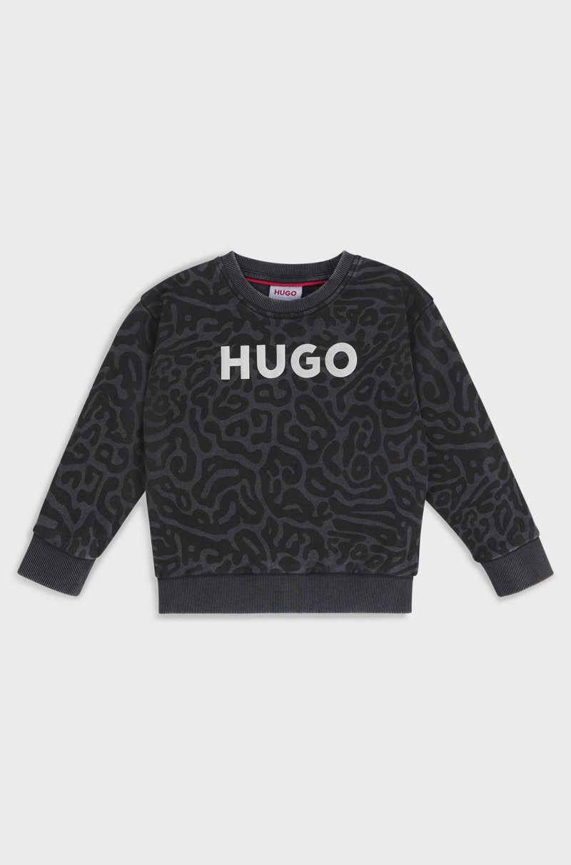 Hugo Boss Sudadera para niños con estampado de guepardo y cremallera trasera
