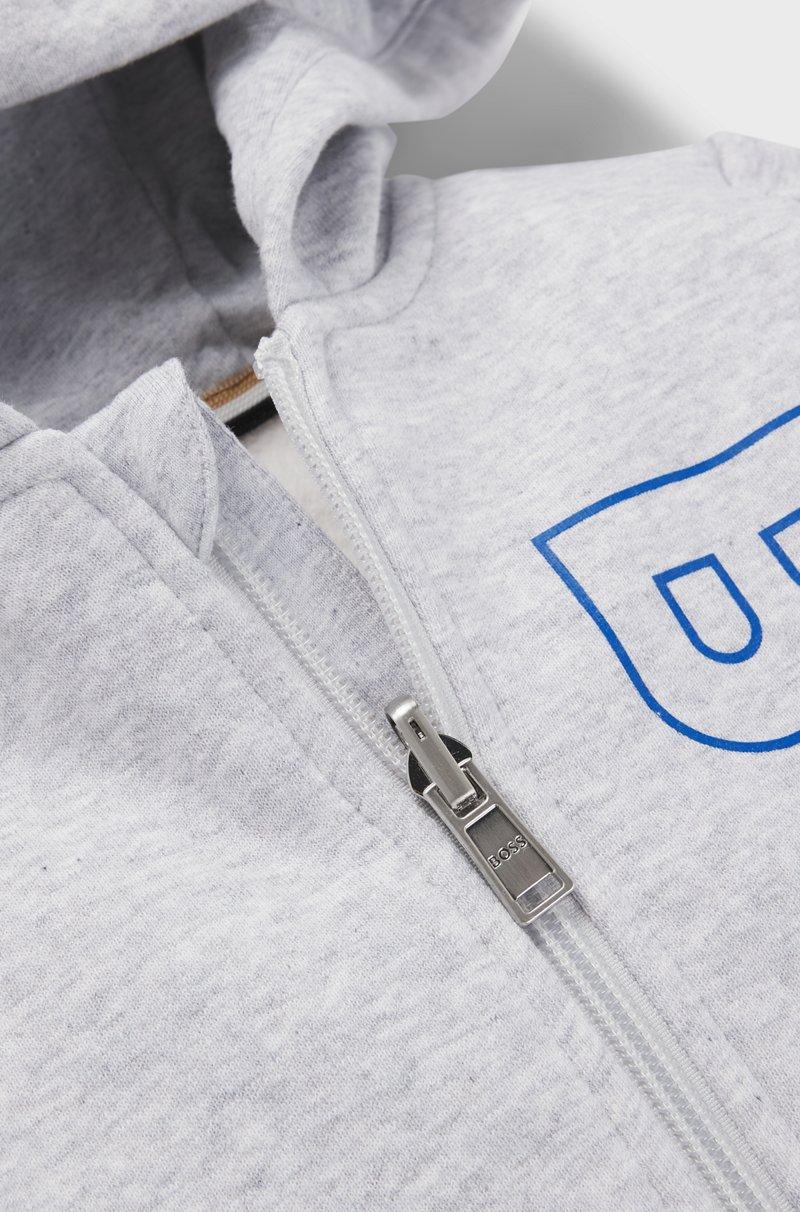 Hugo Boss Sudadera Para Niños En Algodón Con Capucha Cremallera Y Logo Vertical