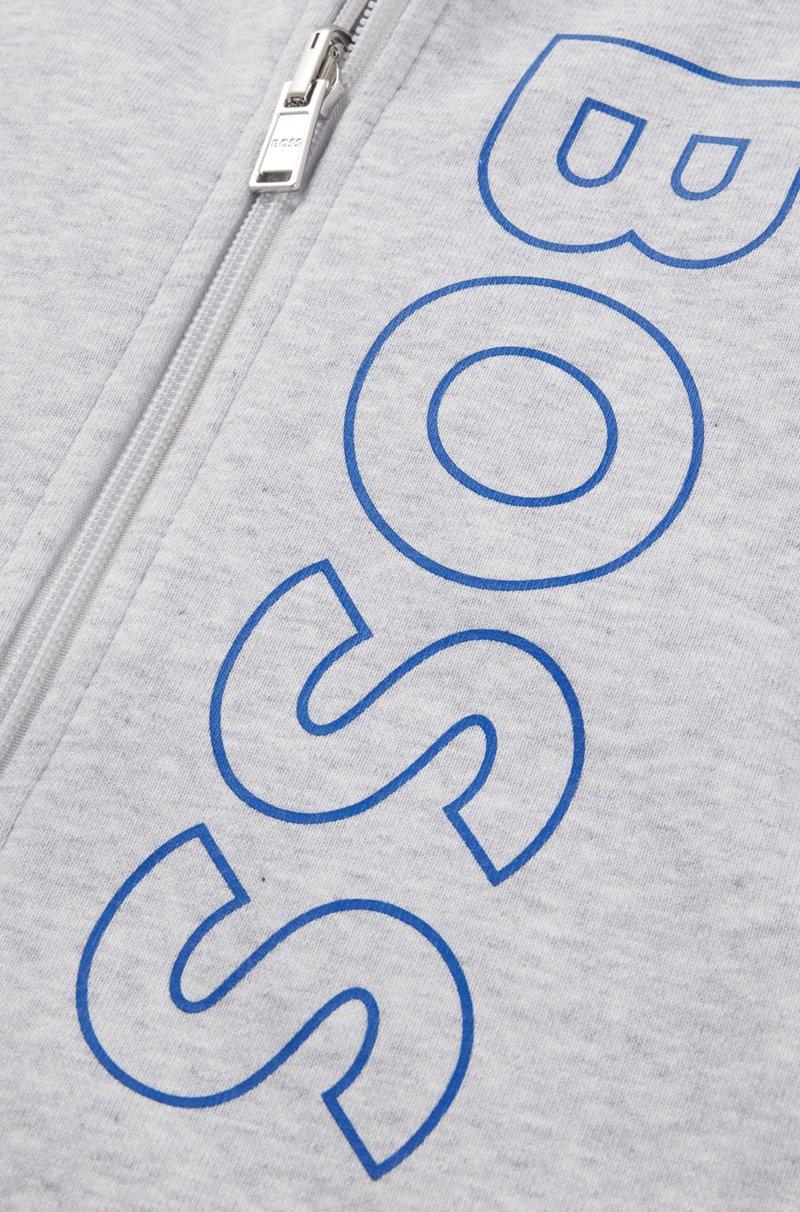 Hugo Boss Sudadera Para Niños En Algodón Con Capucha Cremallera Y Logo Vertical