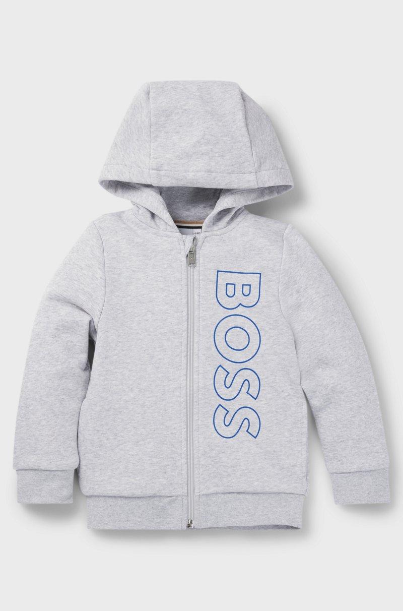 Hugo Boss Sudadera para niños en algodón con capucha cremallera y logo vertical