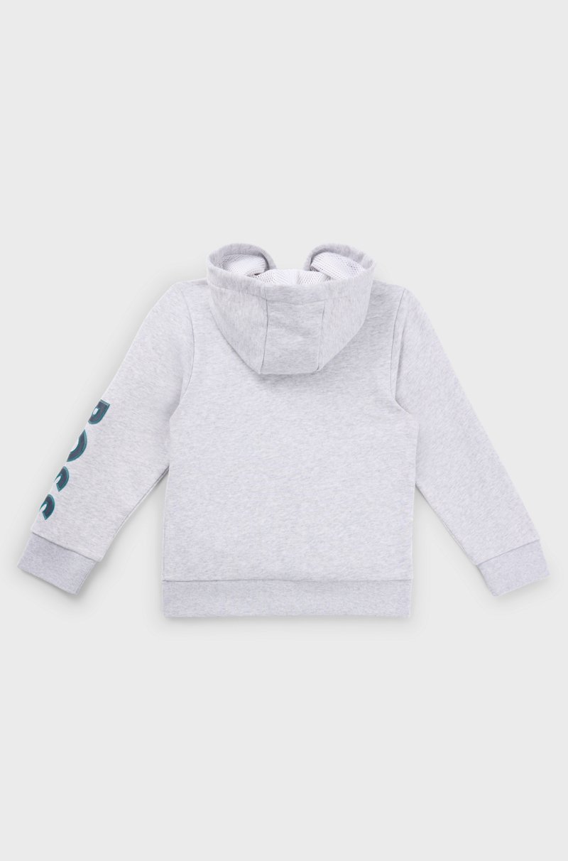 Hugo Boss Sudadera Para Niños En Forro Polar Con Capucha Cremallera Y Logo Grabado