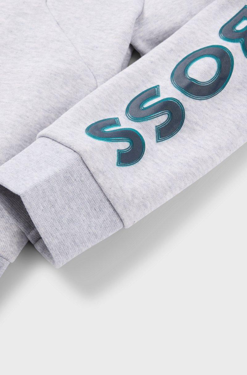 Hugo Boss Sudadera Para Niños En Forro Polar Con Capucha Cremallera Y Logo Grabado